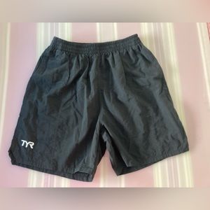 TYR men’s guard deck swim shorts, size M. Black